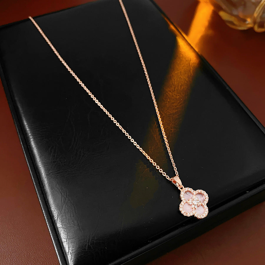Mother-of-Pearl Clover Jewelry Collection – Stud Earrings & Necklace