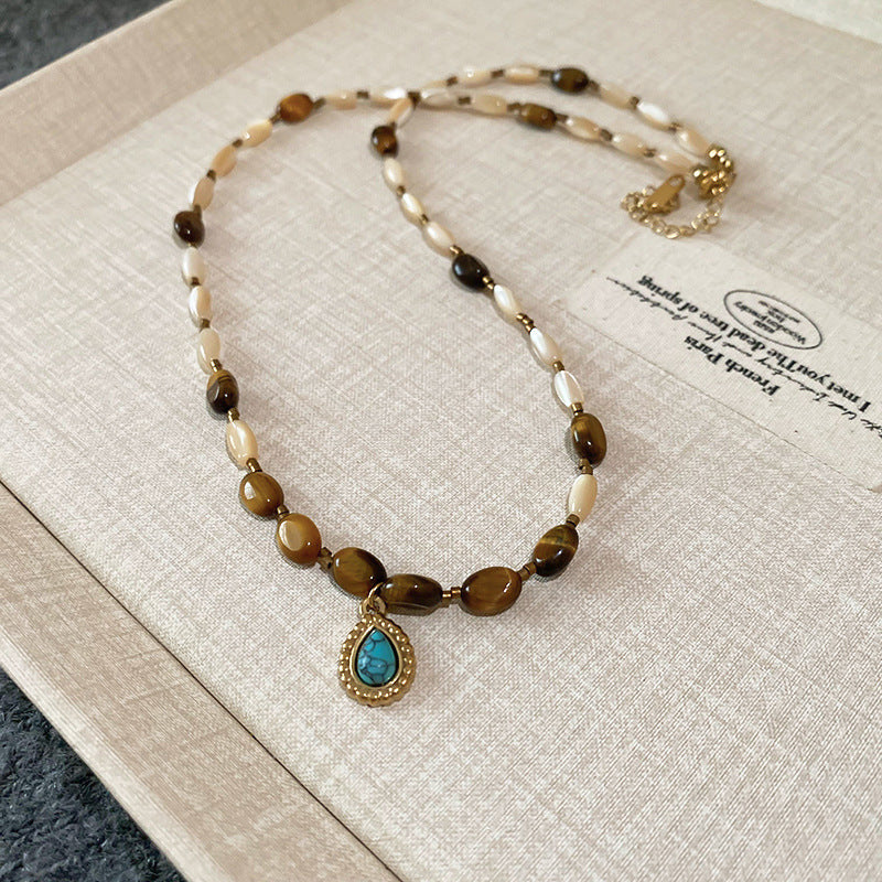Sun Pendant Beaded Necklace Collection – Titanium Steel & Natural Stone Designs