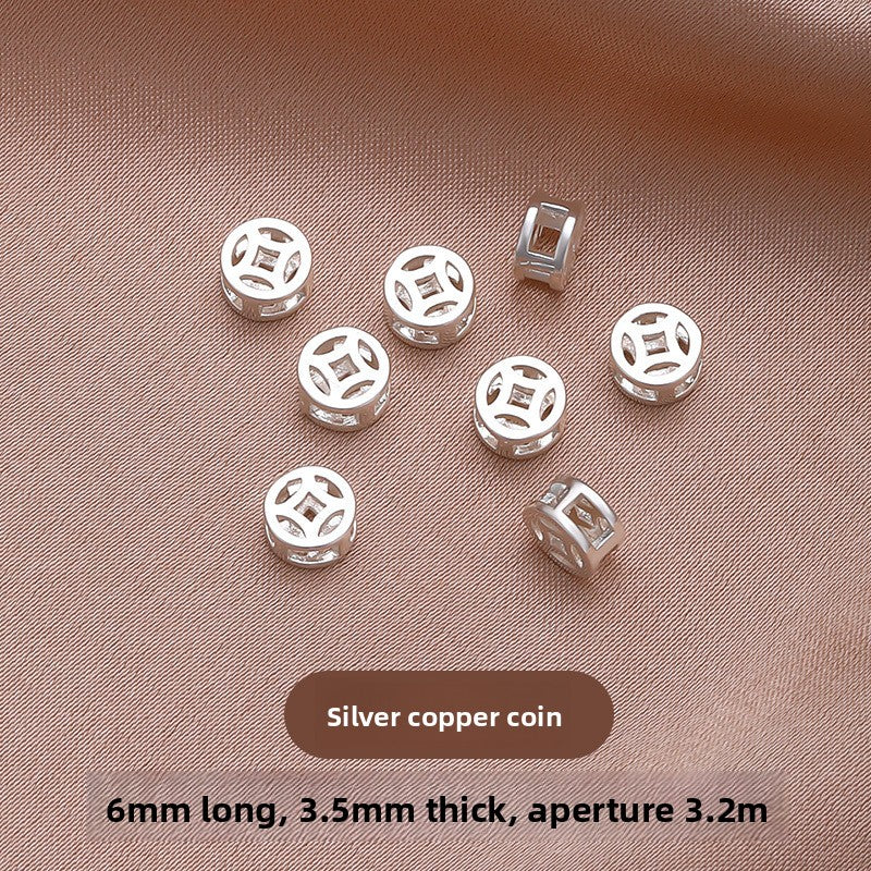 Lucky Grid · Silver-Plated Brass Spacer Beads (Fu & Coin Series)