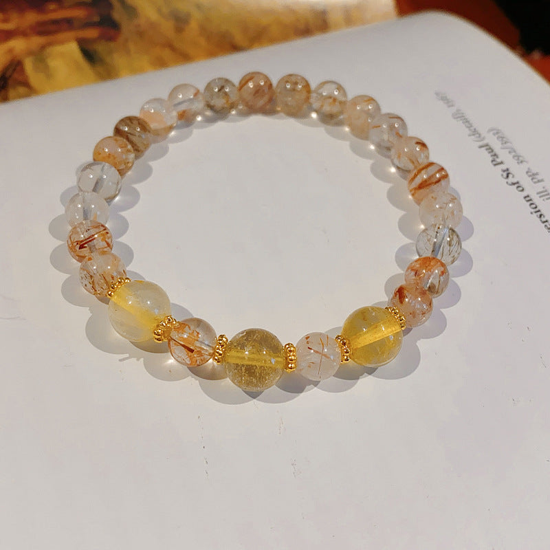 Oriental Crystal Bead Bracelet Series – Natural White & Yellow Gemstones, Retro Chic Elegance