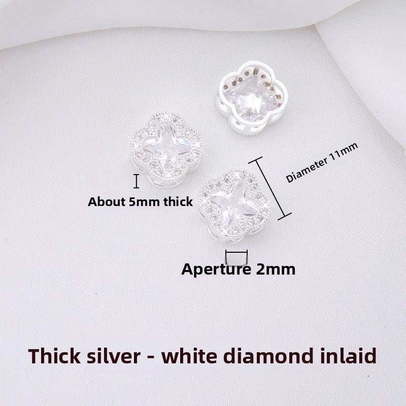 Luxe Quatrefoil spacer bead with pavé zircon halo (Ø11 mm, 2 mm hole).