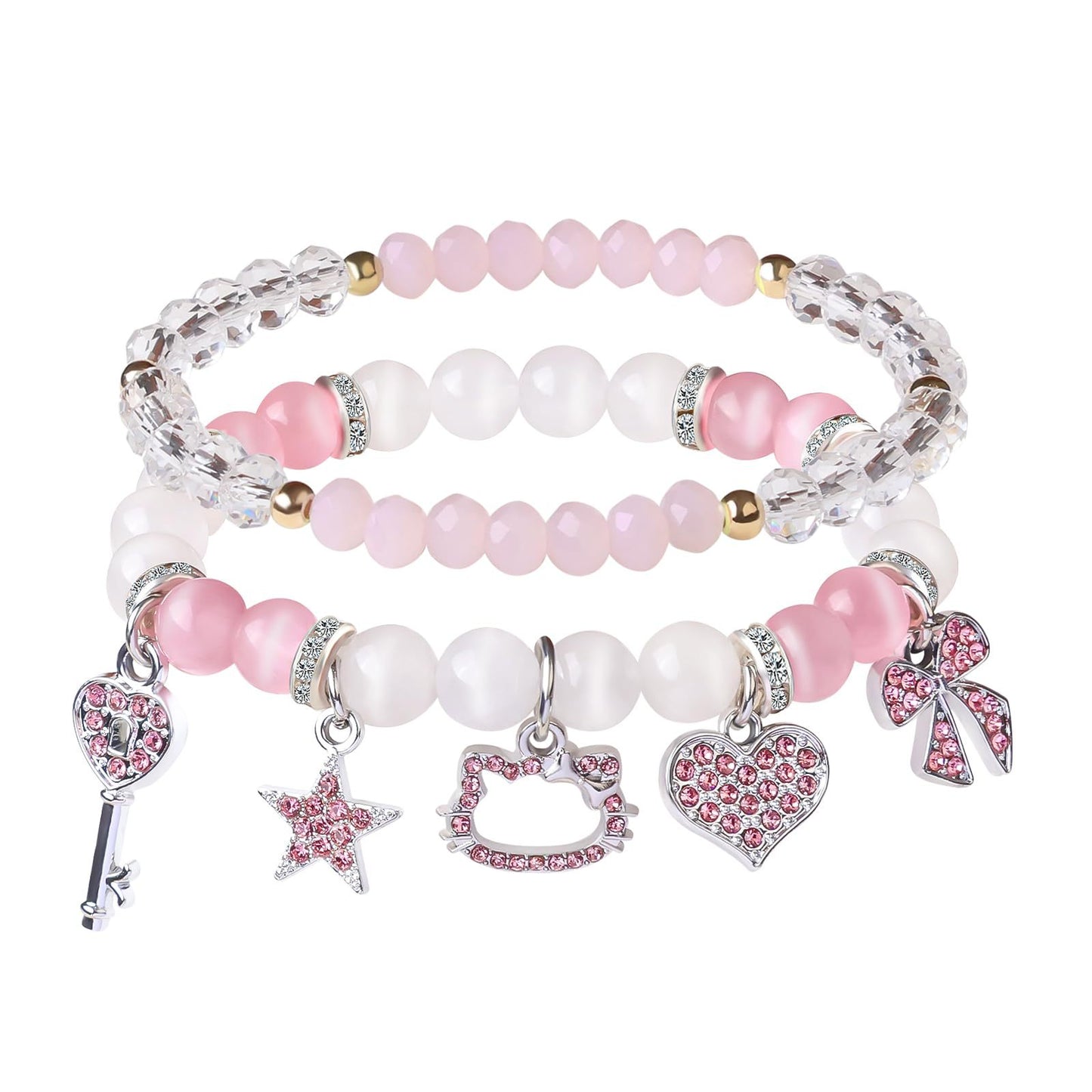Blush Kitty Sparkle Charm Bracelets
