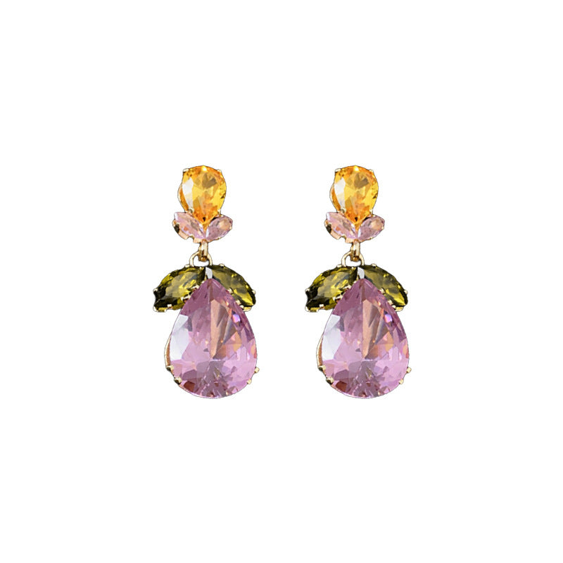 Glazenya Celestial Leaf Zircon Drop Jewelry Set — colorful water-drop zircon stones with leaf motifs; light-luxury necklace set with matching earrings and bracelet/ring variants