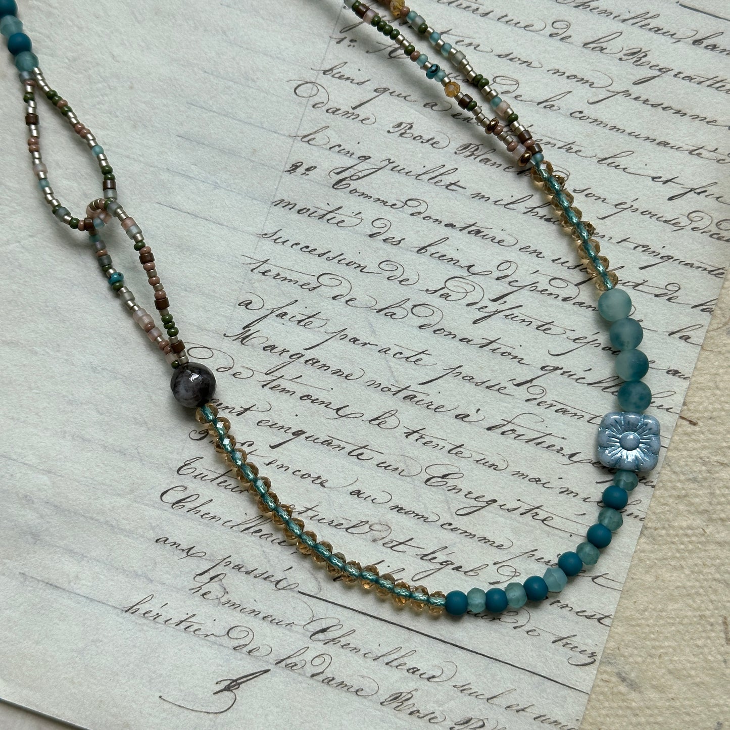 Aqua Loop Blossom Necklace