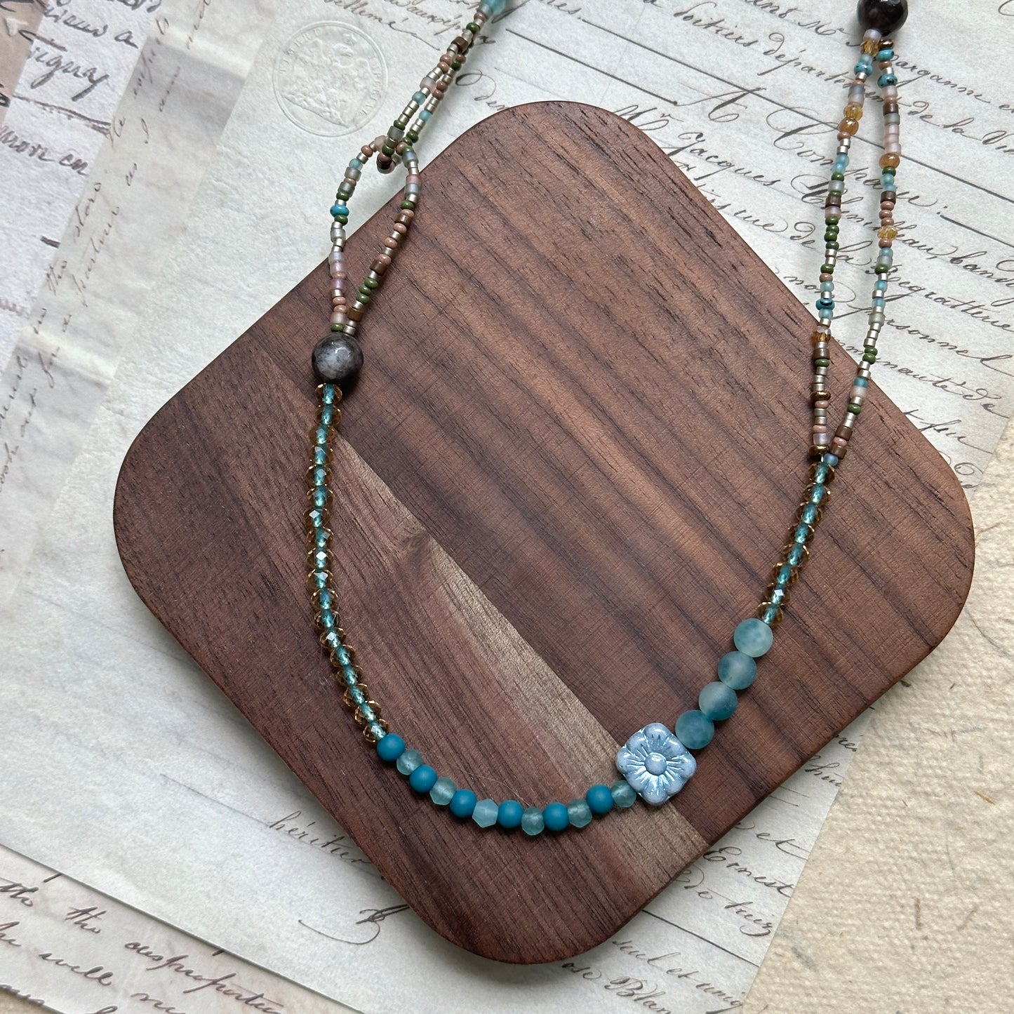 Aqua Loop Blossom Necklace