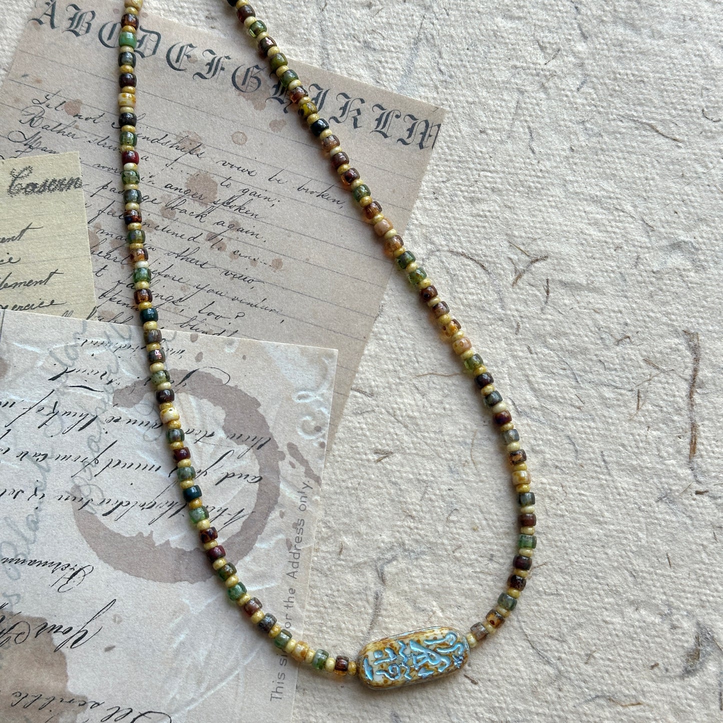 Mystic Talisman Necklace with Egyptian-inspired stone centerpiece