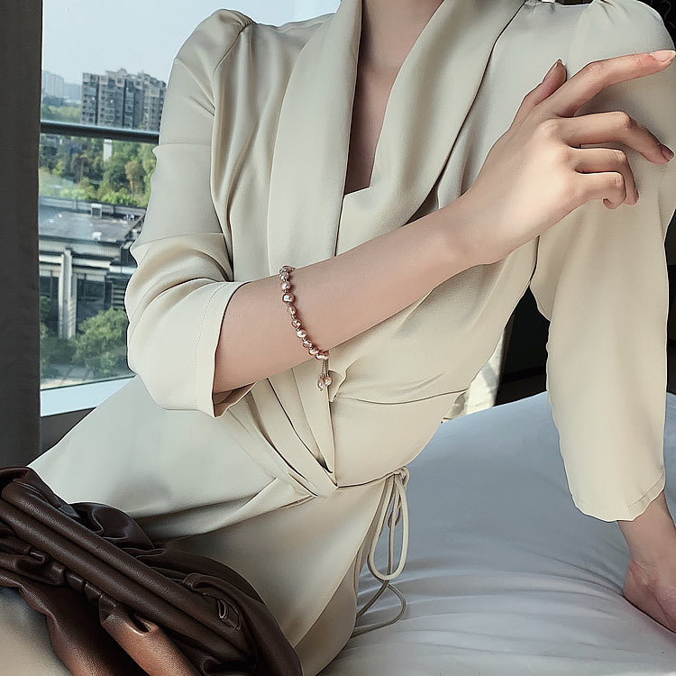 Baroque Freshwater Pearl & Crystal Bracelet Collection – Korean Chic Light Luxury