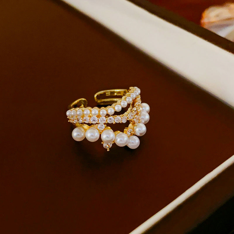 Baroque Pearl Tulip Open Ring – Korean Sweet Chic Series