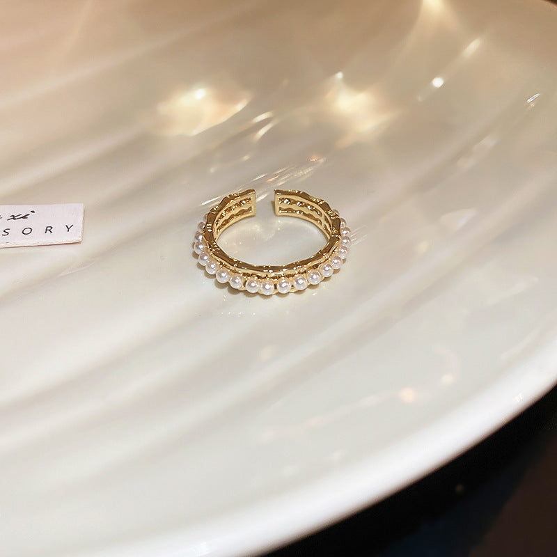 Baroque Pearl Tulip Open Ring – Korean Sweet Chic Series