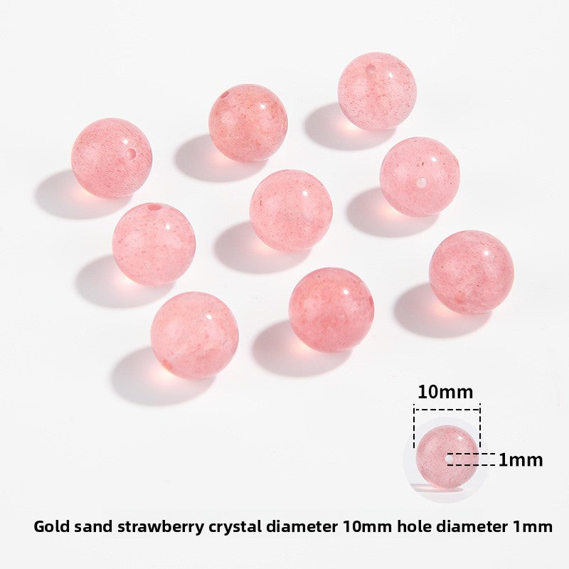 9A strawberry quartz round beads with rosy translucency and fine red inclusions, sizes 6/8/10 mm — Starfall Berry.