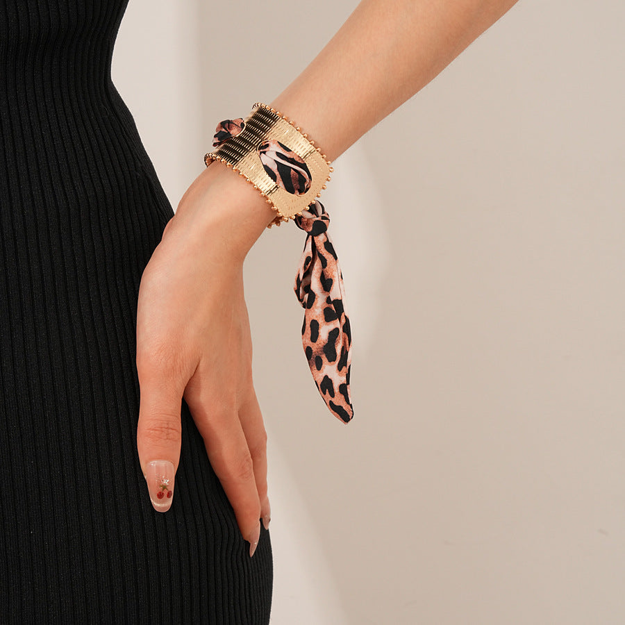 Silk Scarf Metal Cuff Bracelet