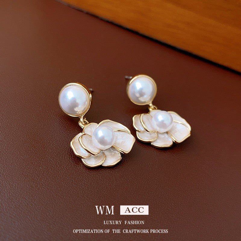 Camellia & Bow Earring Collection – Chic Light Luxury Retro Series