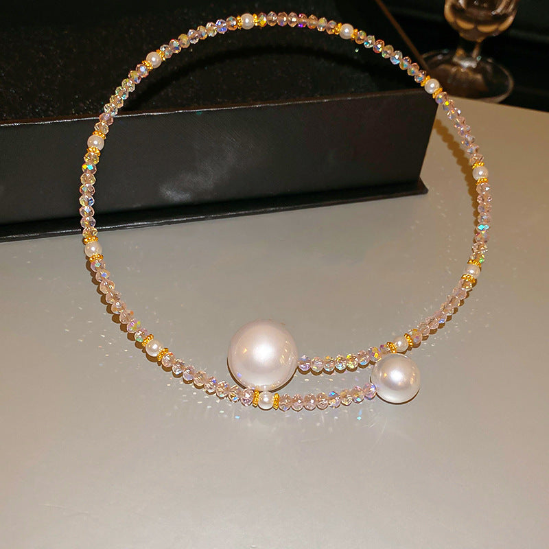 Glazenya Irregular Cross Pearl Choker — close-up of cross motif and pearls