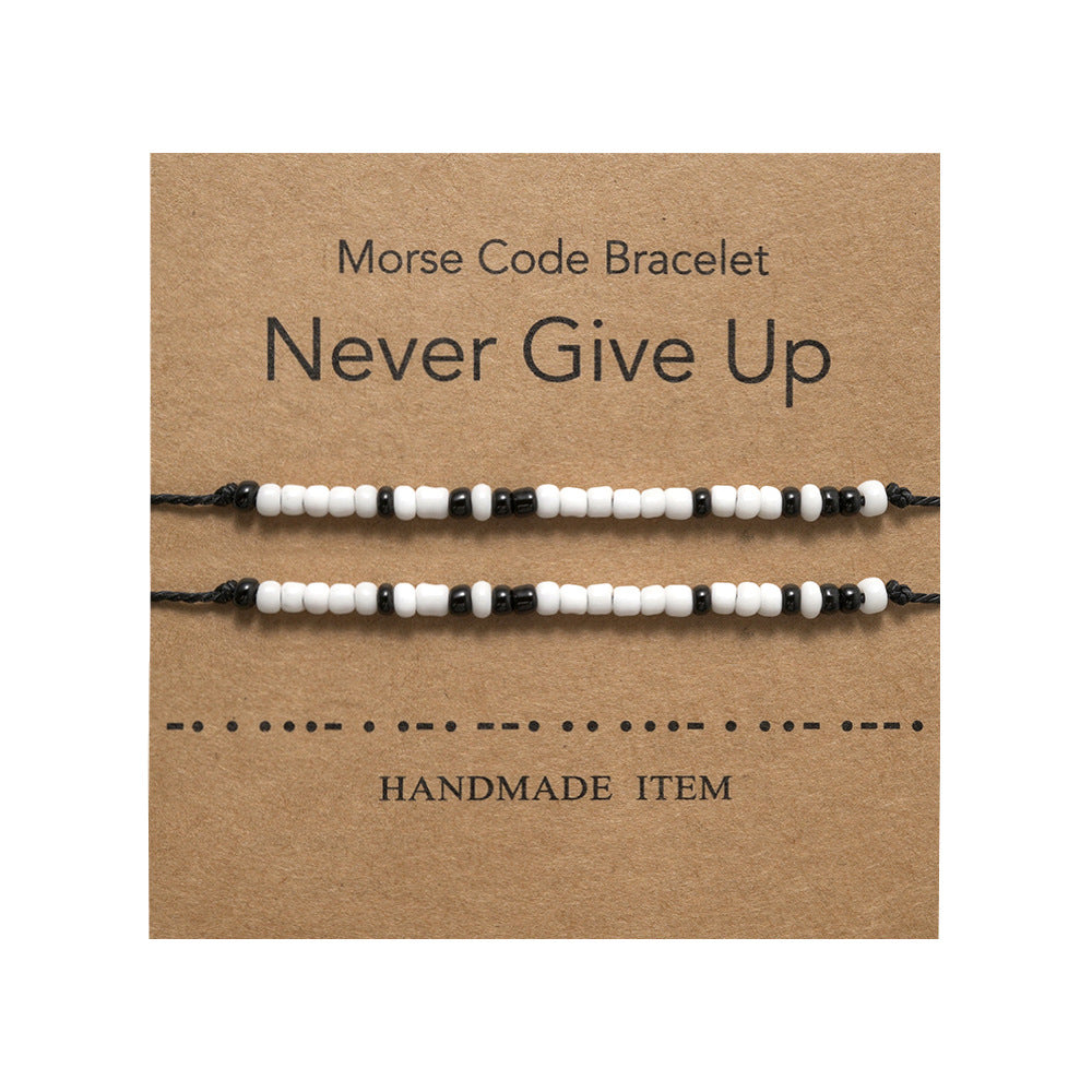 MorseBond Duo — Black & White Love Bracelets