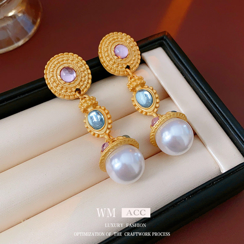 Vintage Pearl Stud Earrings Series – Courtly Chic Light Luxury