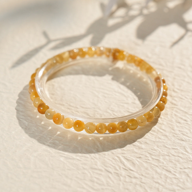 Golden Tiger Eye Bead Bracelet – natural polished stone beads on wrist