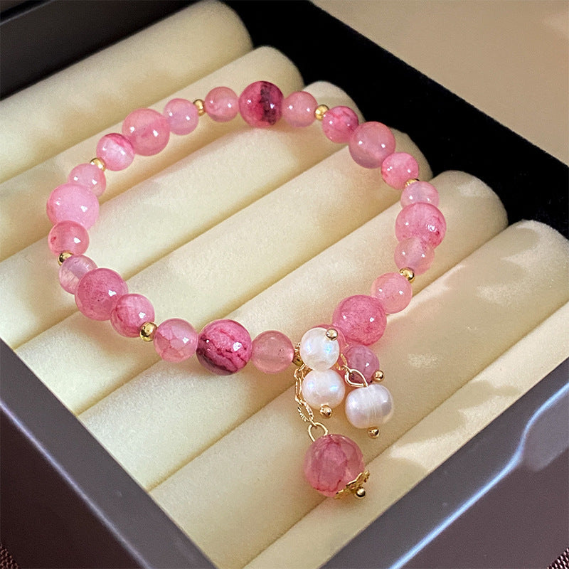 Oriental white and yellow crystal bead bracelet retro chic style