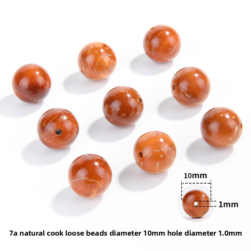 Natural Cook wood beads, amber-tone grain, polished, assorted 4–10 mm — Ambergrain Warmth.