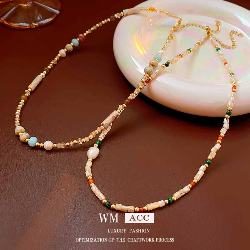 Baroque freshwater pearl colorful bead necklace and bracelet set – light luxury elegant women’s jewelry