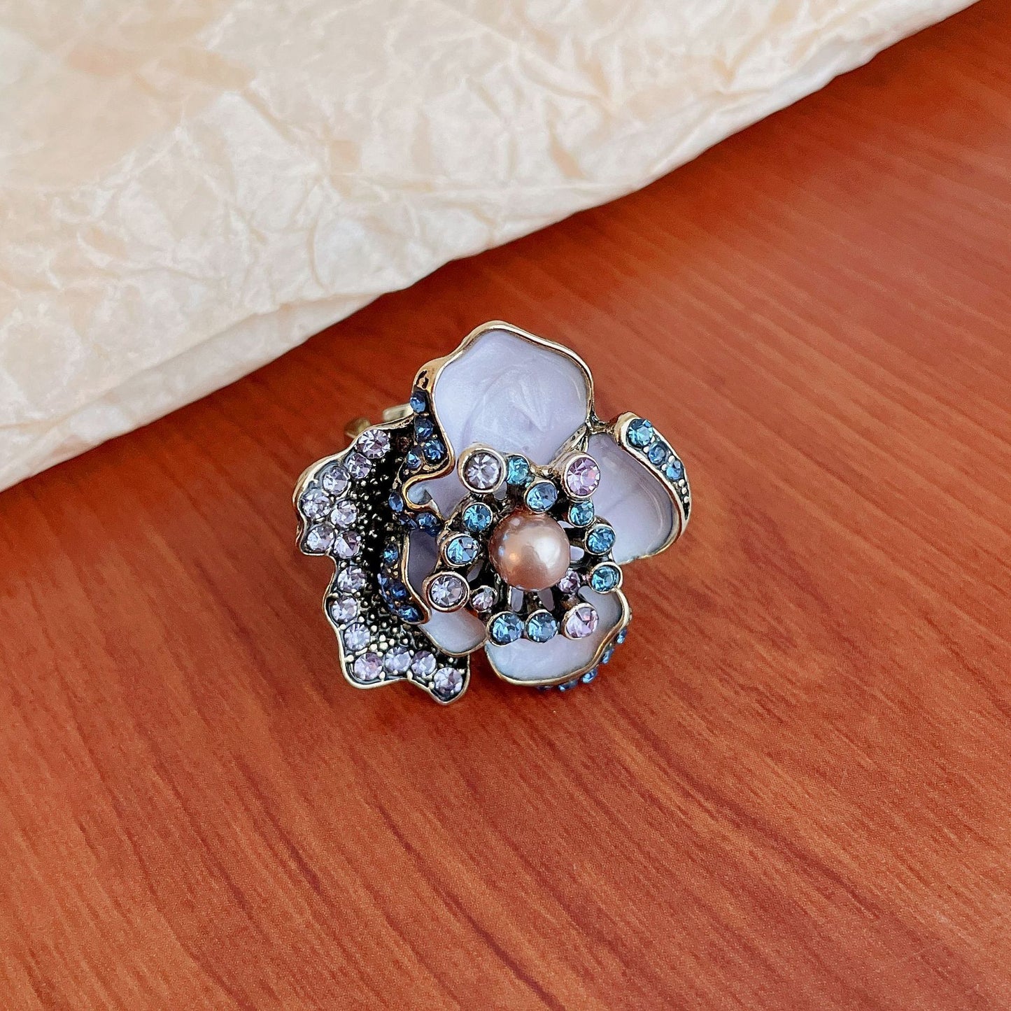 Baroque Pearl Tulip Open Ring – Korean Sweet Chic Series