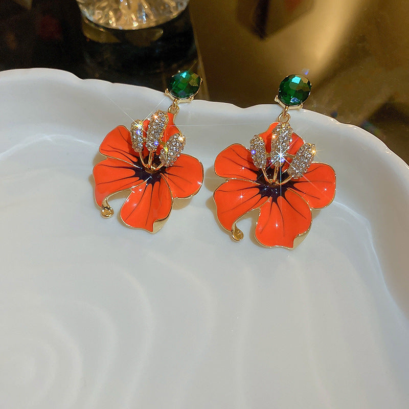 Stud earrings collection with enamel/stone cabochons, crystal accents and gold-tone settings — 43 variants — Eternal Heart Gem Earrings Collection.