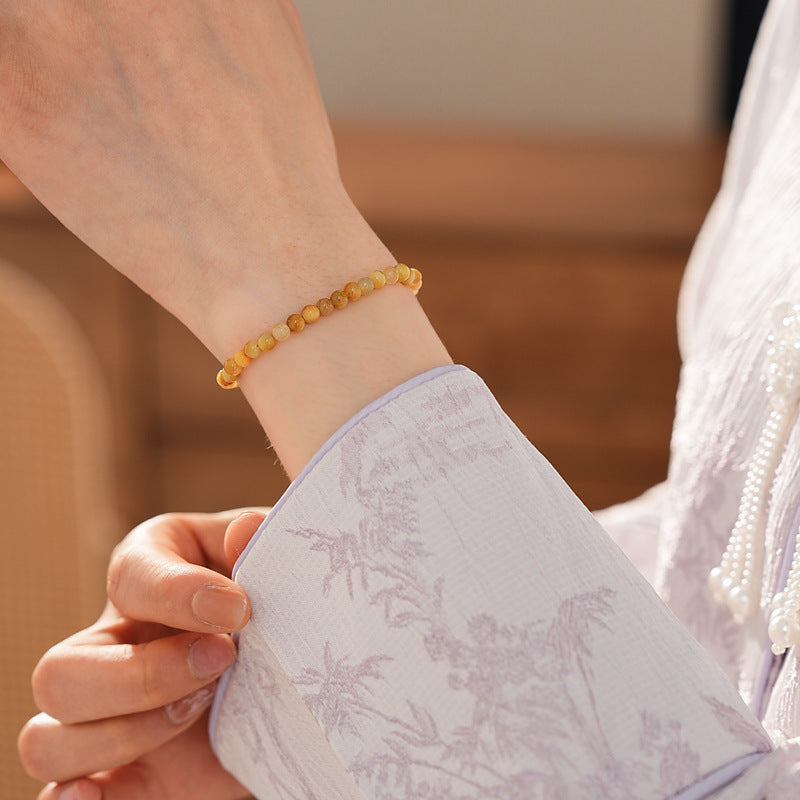 Golden Tiger Eye Bead Bracelet – natural polished stone beads on wrist