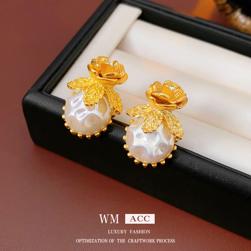 Vintage Pearl Stud Earrings Series – Courtly Chic Light Luxury