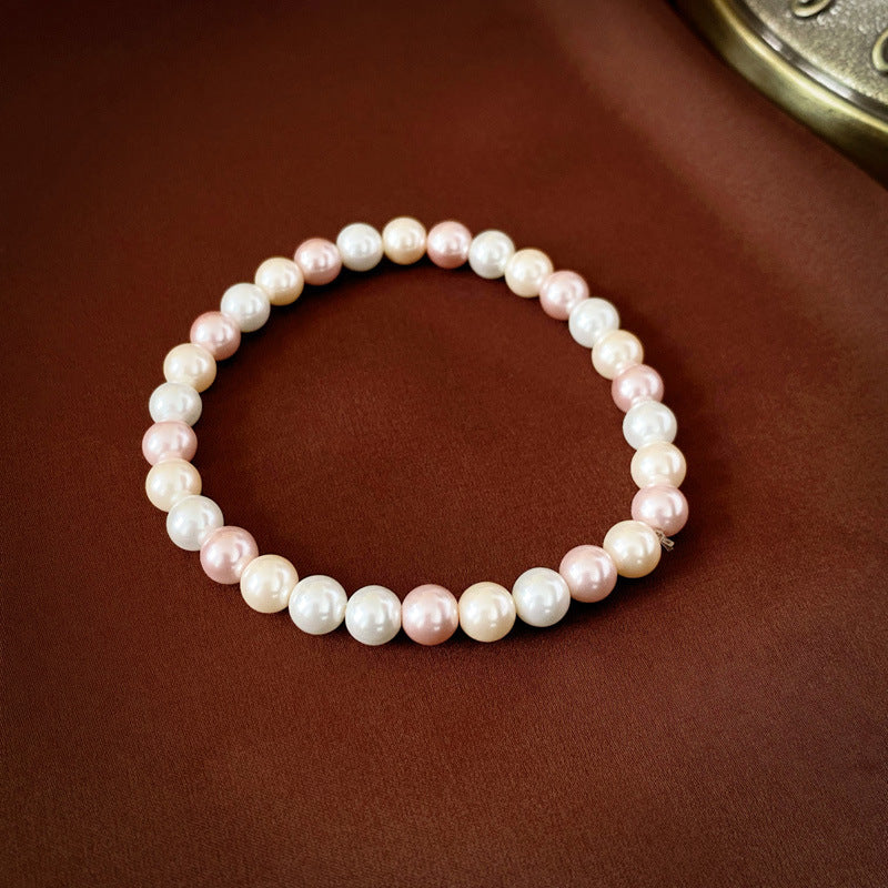 Rosélia Pearl Duo Necklace & Bracelet in rose-tinted pearls – French vintage chic jewelry