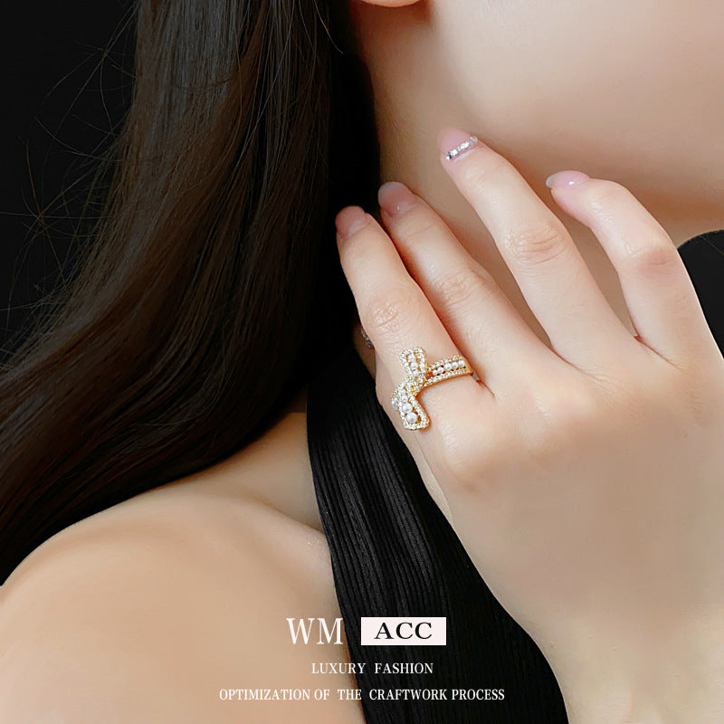 Baroque Pearl Tulip Open Ring – Korean Sweet Chic Series