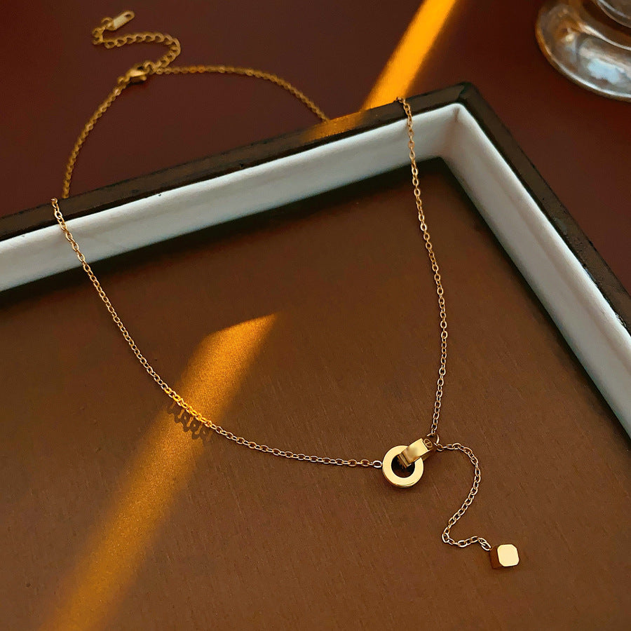 Cat’s Eye Letter Series – Gold-Plated Cylinder Pendant Necklaces with Zircon