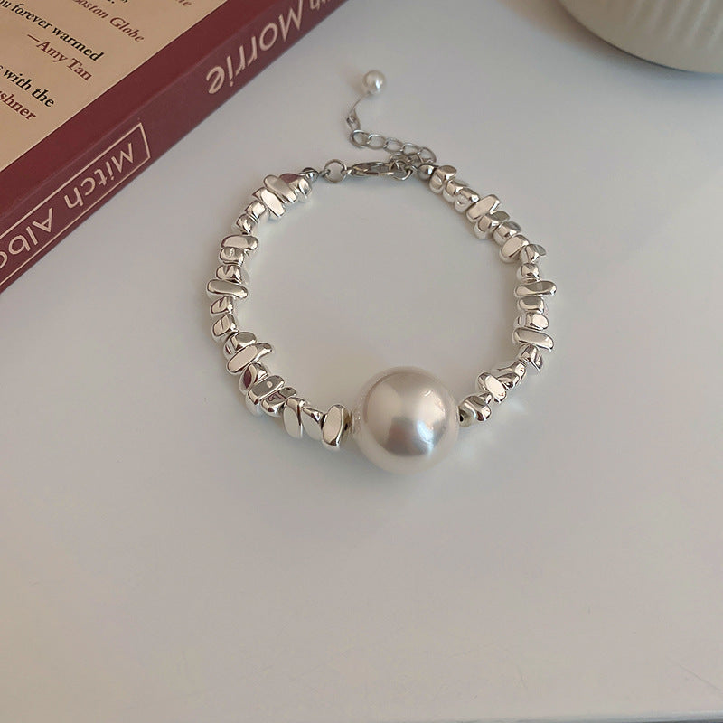 Glazenya Artificial Silver Fragment Pearl Choker — light luxury irregular pearl necklace with fragmented silver design, niche high-end collarbone chain accessory.