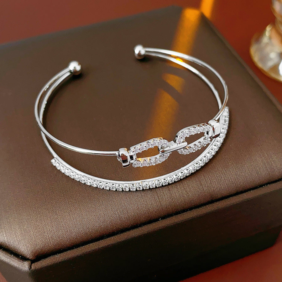 Vintage Geometric Zircon Bracelet Series – Minimalist Chic Elegance
