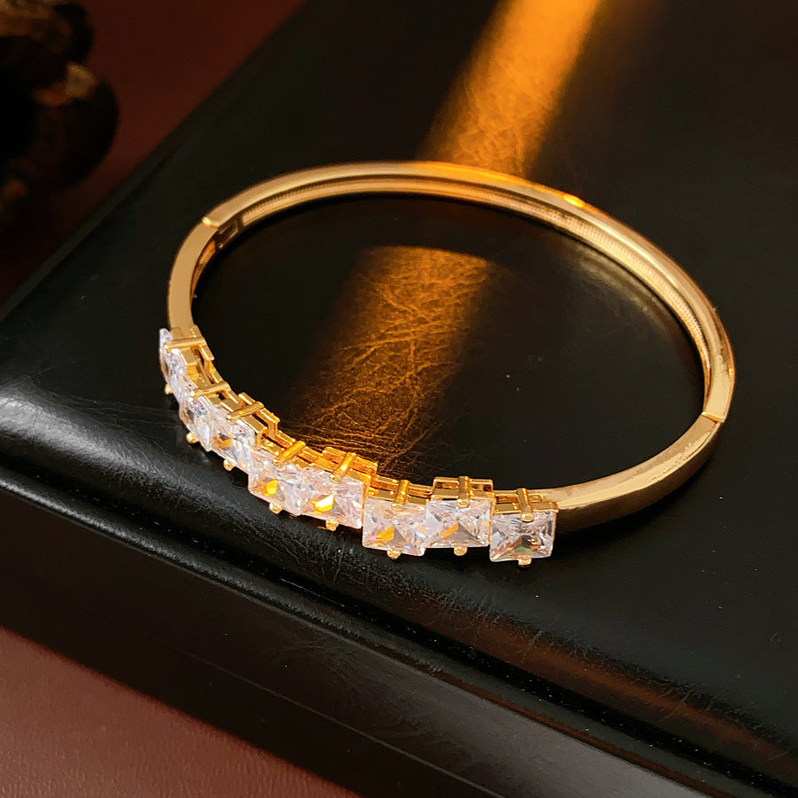 Vintage Geometric Zircon Bracelet Series – Minimalist Chic Elegance