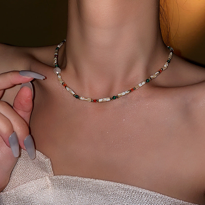 Baroque freshwater pearl colorful bead necklace and bracelet set – light luxury elegant women’s jewelry