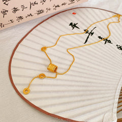 Cat’s Eye Letter Series – Gold-Plated Cylinder Pendant Necklaces with Zircon