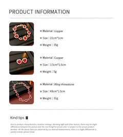 Crimson Heart Luxe Collection with red heart gemstone necklace, bracelet, and earrings, accented with pavé details