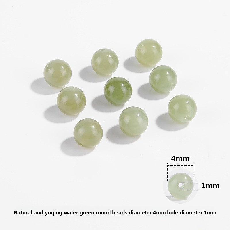 Hetian jade round beads, snowy white/pale celadon, polished, assorted 4–10 mm — Snowfield Whisper.