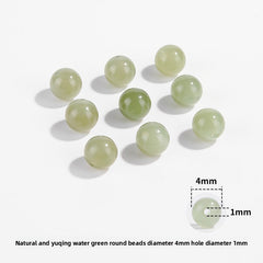 Hetian jade round beads, snowy white/pale celadon, polished, assorted 4–10 mm — Snowfield Whisper.