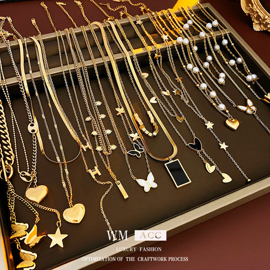 Eternal Moon Heart Necklace in gold plated finish – elegant romantic pendant on lock-bone chain