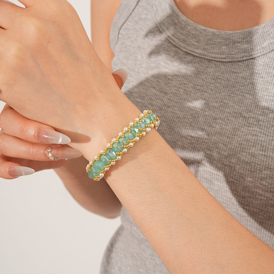 braided pearl crystal bracelet