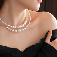 Irregular Cross Pearl Choker – French Light Luxury Fashion Necklace for Women