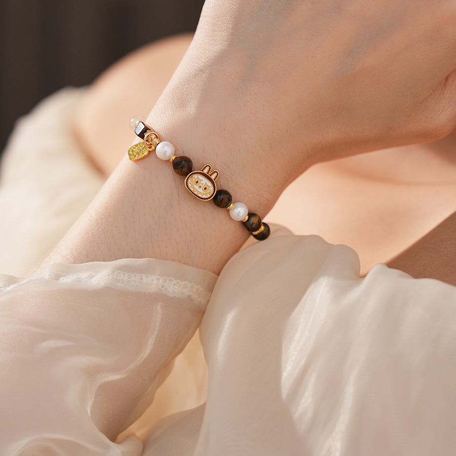 Tiger Eye Beaded Stretch Bracelet – Handmade Vintage Chic