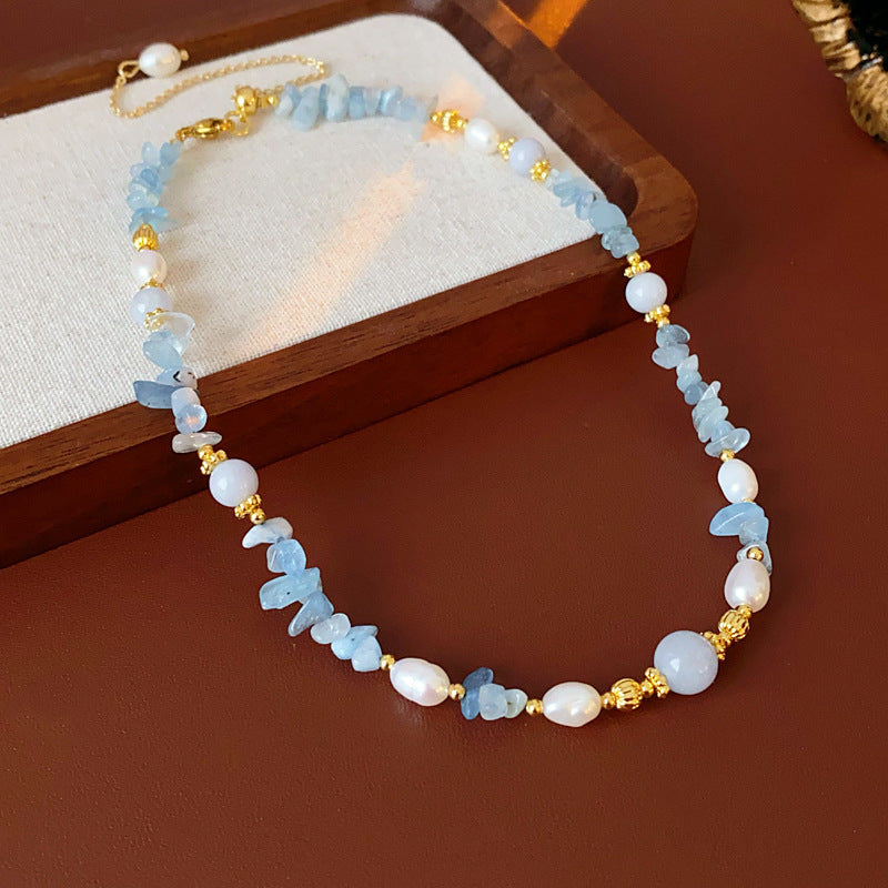 Baroque freshwater pearl colorful bead necklace and bracelet set – light luxury elegant women’s jewelry