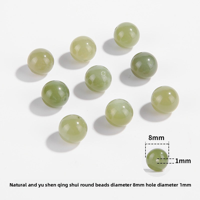 Hetian jade round beads, snowy white/pale celadon, polished, assorted 4–10 mm — Snowfield Whisper.