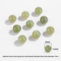 Hetian jade round beads, snowy white/pale celadon, polished, assorted 4–10 mm — Snowfield Whisper.