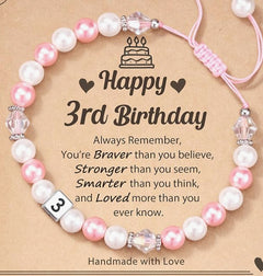 Milestone Birthday Bracelet for Girls (1st–8th)