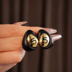 Gilded Numeral 5 Pebble Studs