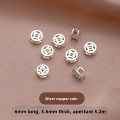 Lucky Grid · Silver-Plated Brass Spacer Beads (Fu & Coin Series)