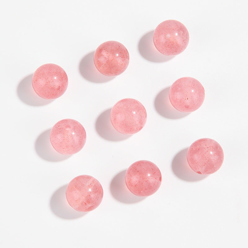 9A strawberry quartz round beads with rosy translucency and fine red inclusions, sizes 6/8/10 mm — Starfall Berry.