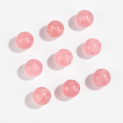 9A strawberry quartz round beads with rosy translucency and fine red inclusions, sizes 6/8/10 mm — Starfall Berry.
